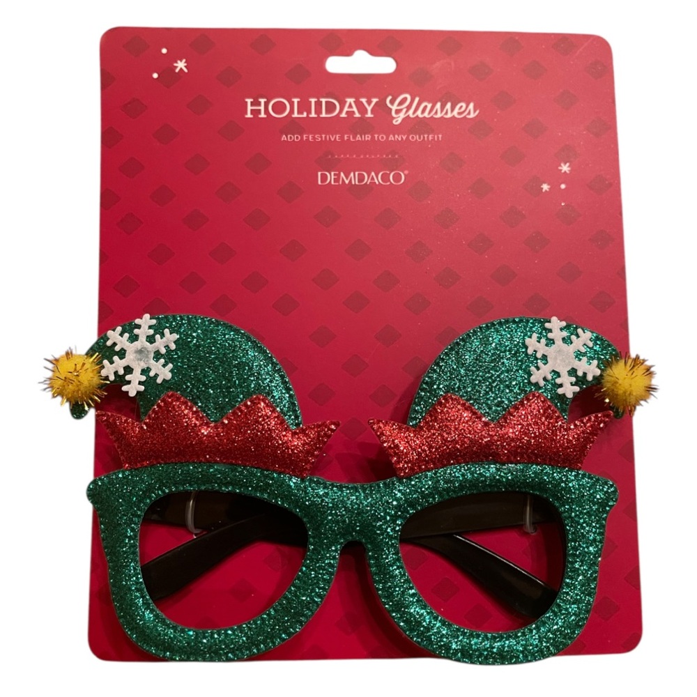 Demdaco Green and Red Elf Hat Glasses - Picture 3 of 4